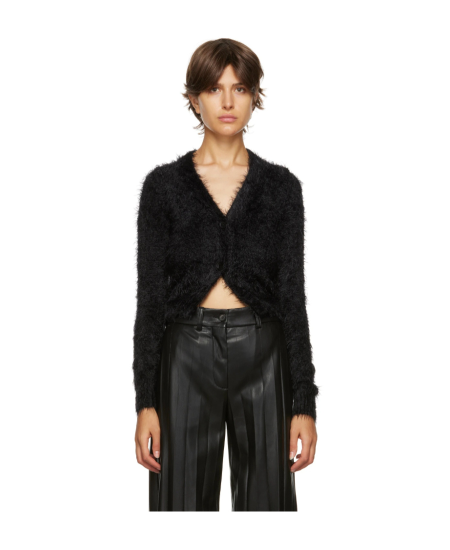 Msgm Long-sleeve Knitted Cardigan In Black