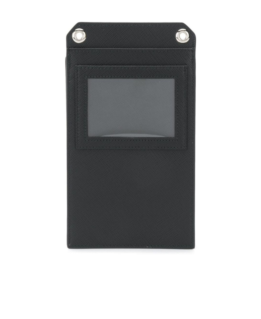 Prada Small Detachable Strap Leather Pouch In Black