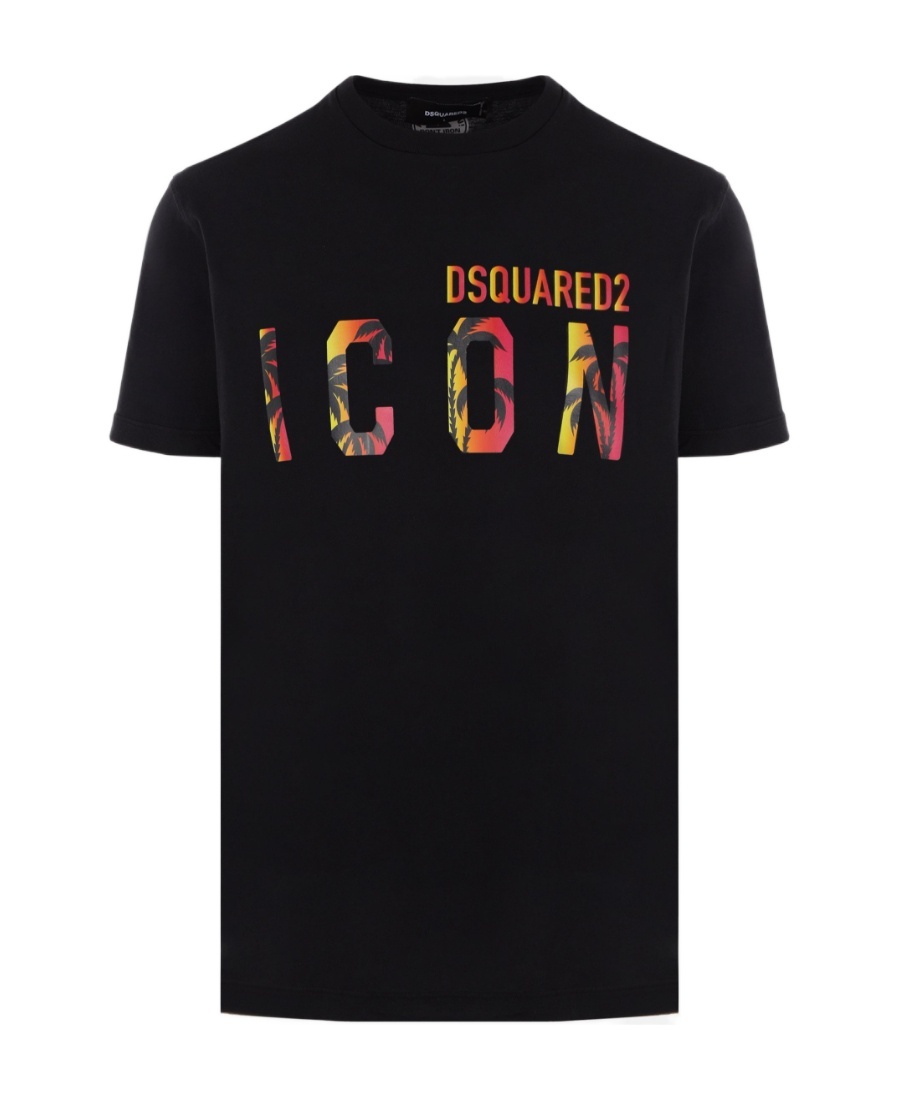 Dsquared2 Icon Tropical Logo-print T-shirt In Black