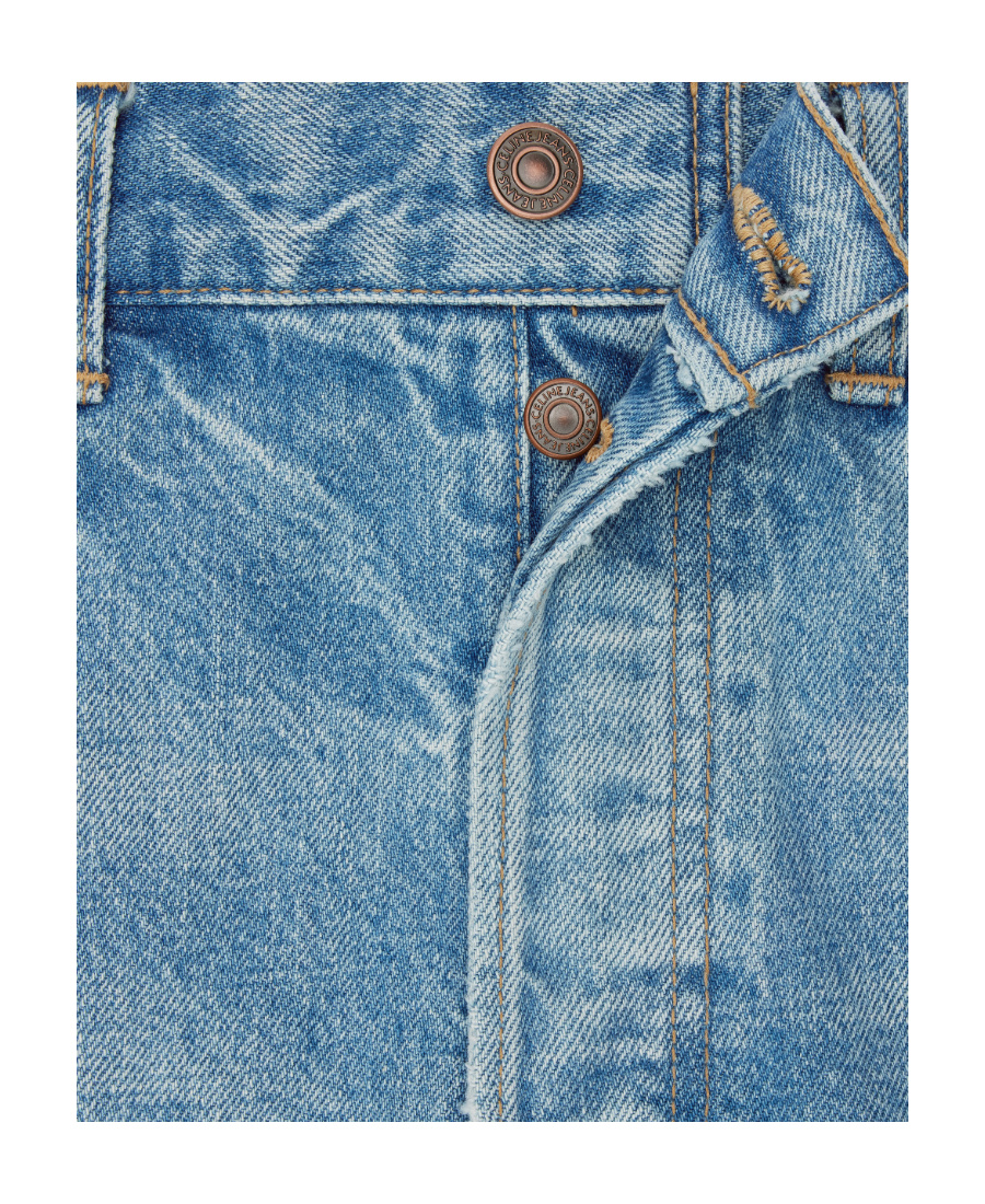 Celine Rough-edged Middle-waist Jeans In Blue