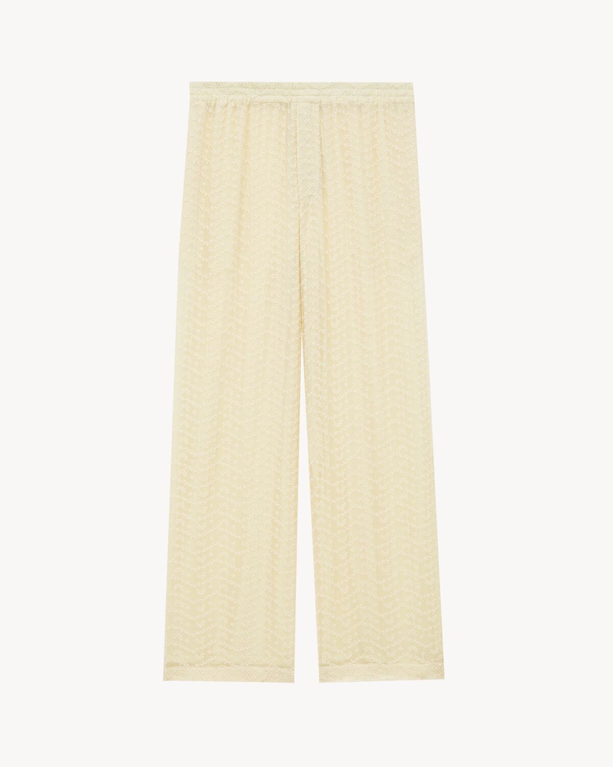 Saint Laurent Broderie Anglaise Pajama Set In Muslin In Neutral