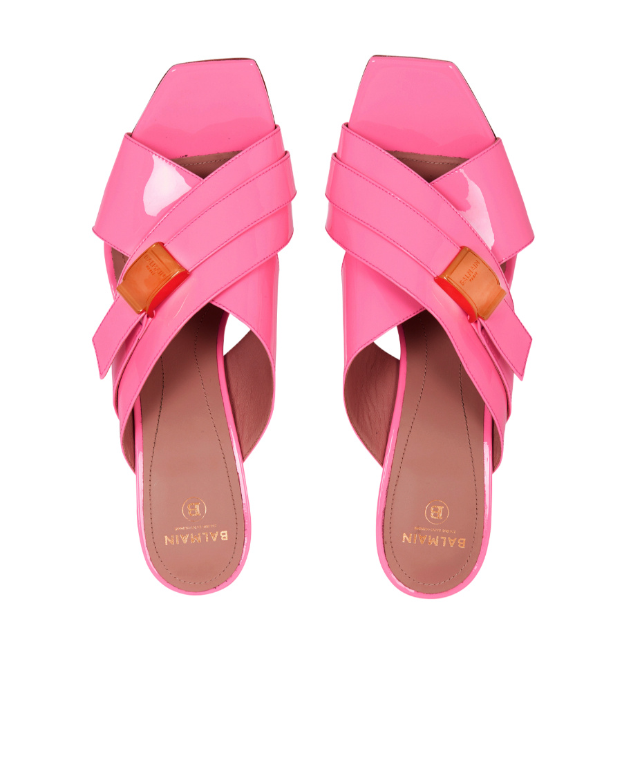 BALMAIN UMA MULES IN PATENT LEATHER