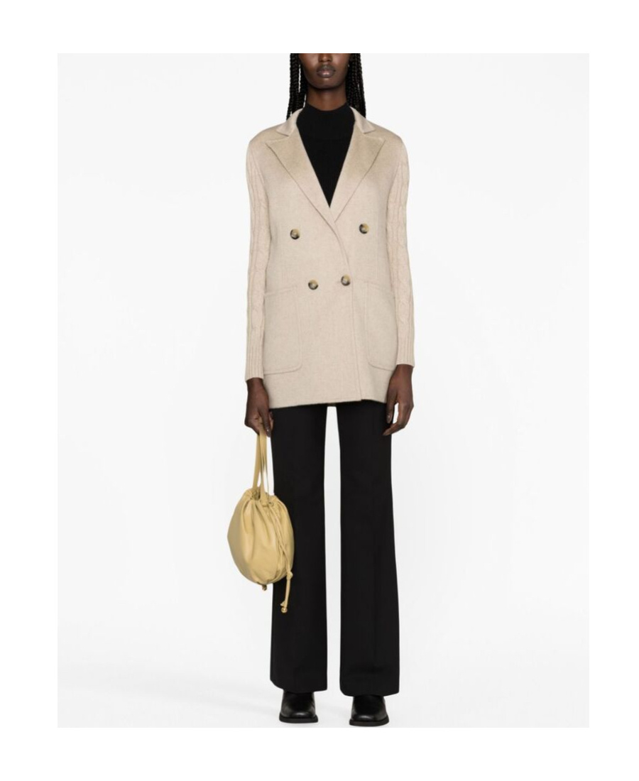 Max Mara Double-breasted Wool Cashmere Casual Jacket In Nude