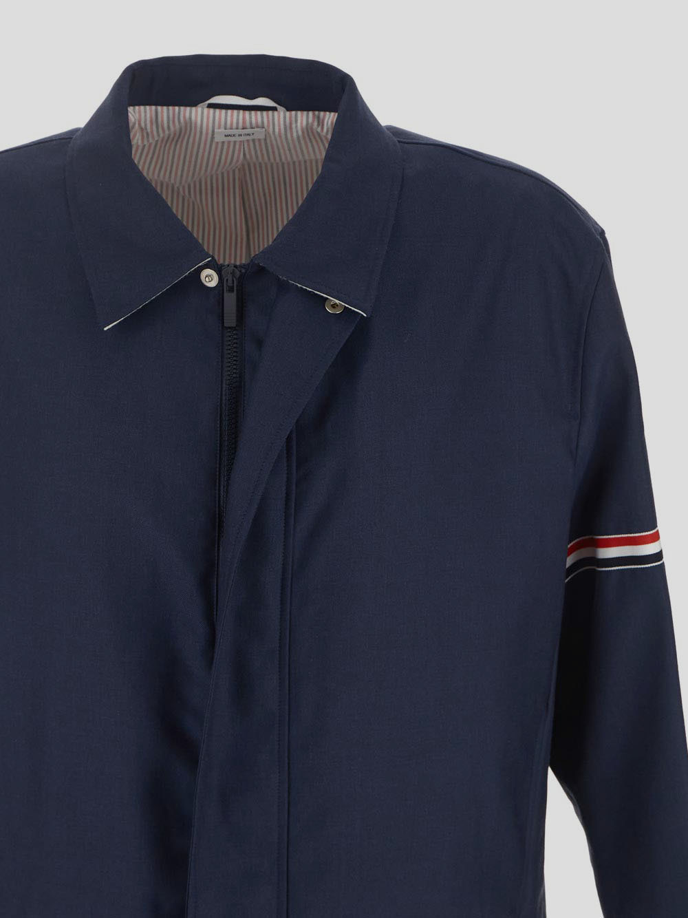 Shop Thom Browne Signature-stripe Detail Shirt Jacket In Black