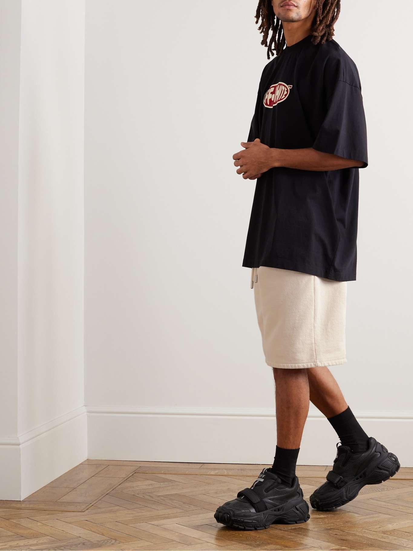 Off-white Diag-stripe Cotton Track Shorts In Nude