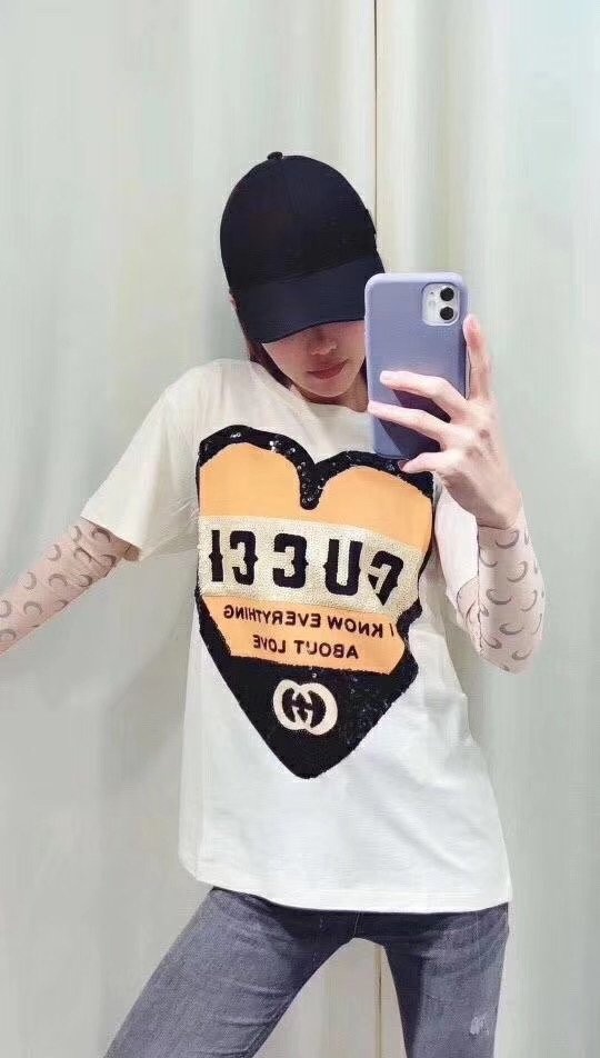 Gucci Printed Round Collar T-shirt In White