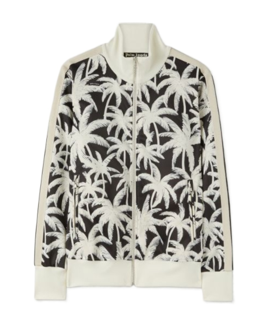 Palm Angels Palm-printed Side Stripe Detailed Track Jacket In White