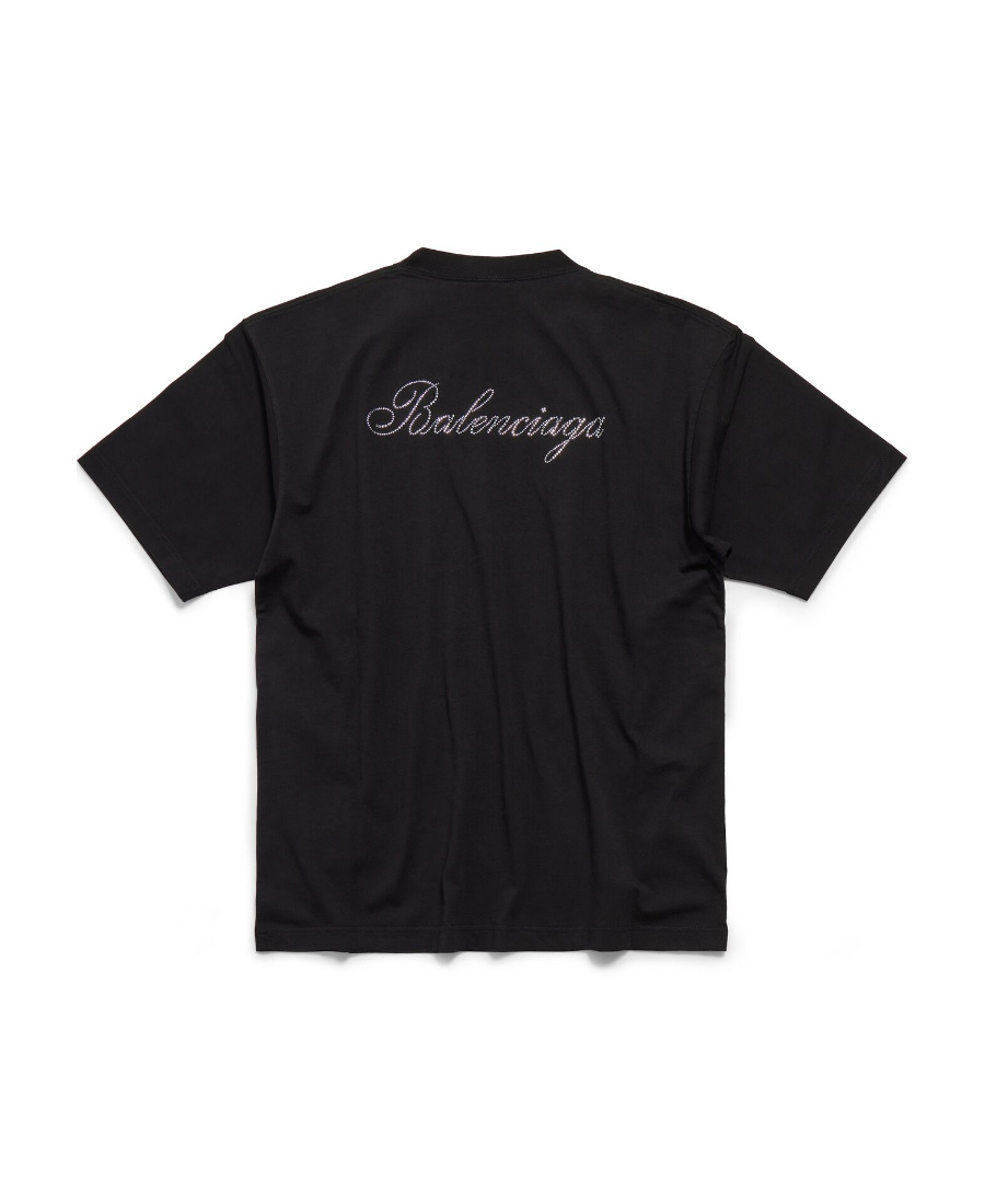 Balenciaga Embroidered Cotton-jersey T-shirt In Black