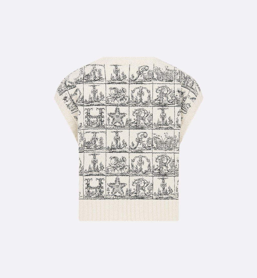 Dior Embroidered Sweater Vest In White