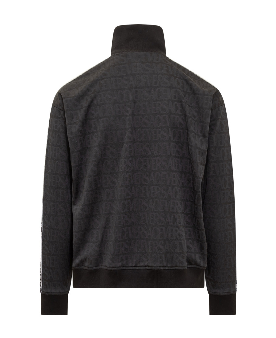 Versace Allover-pattern Cotton Track Jacket In Black