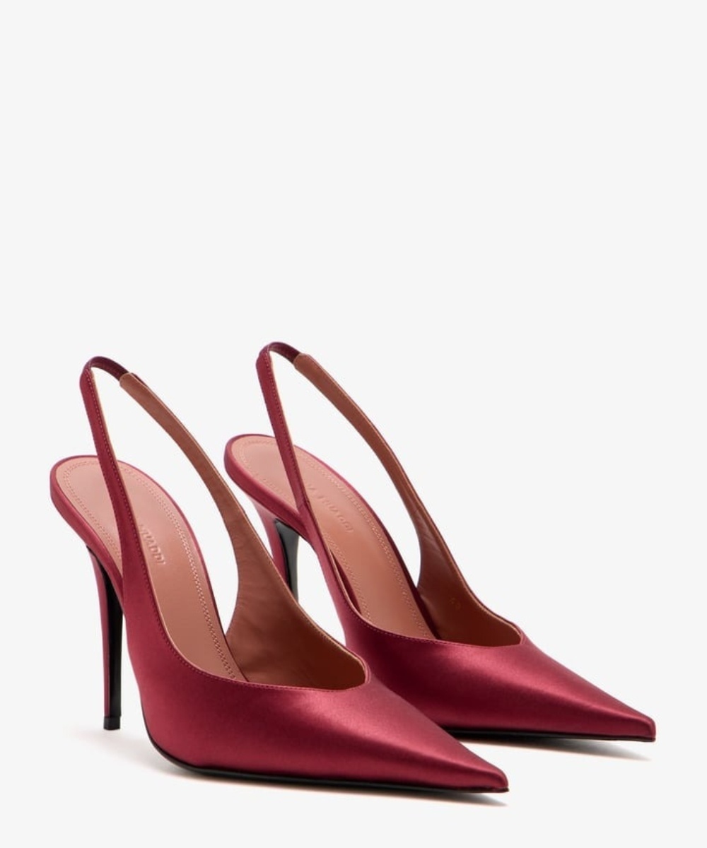Amina Muaddi Slingback High Heels In Red