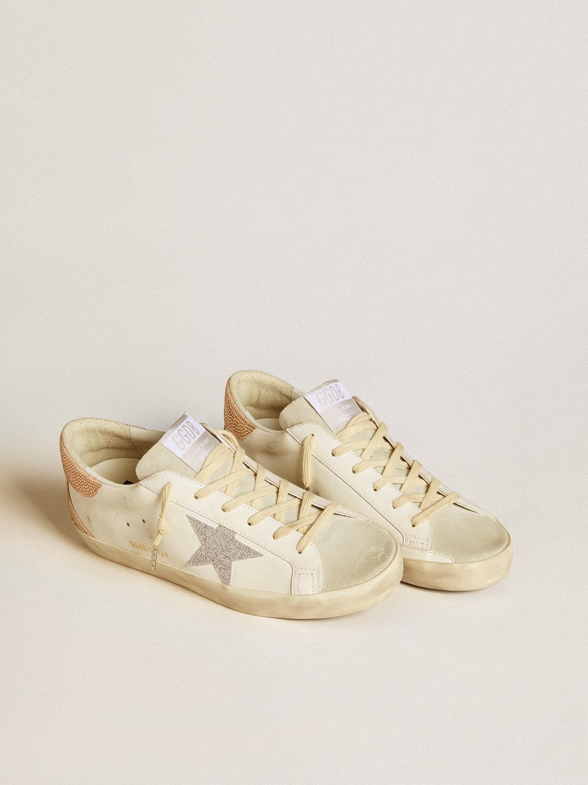 Golden Goose Super-star In Leather With Swarovski Crystal Star And Heel Tab In Brown