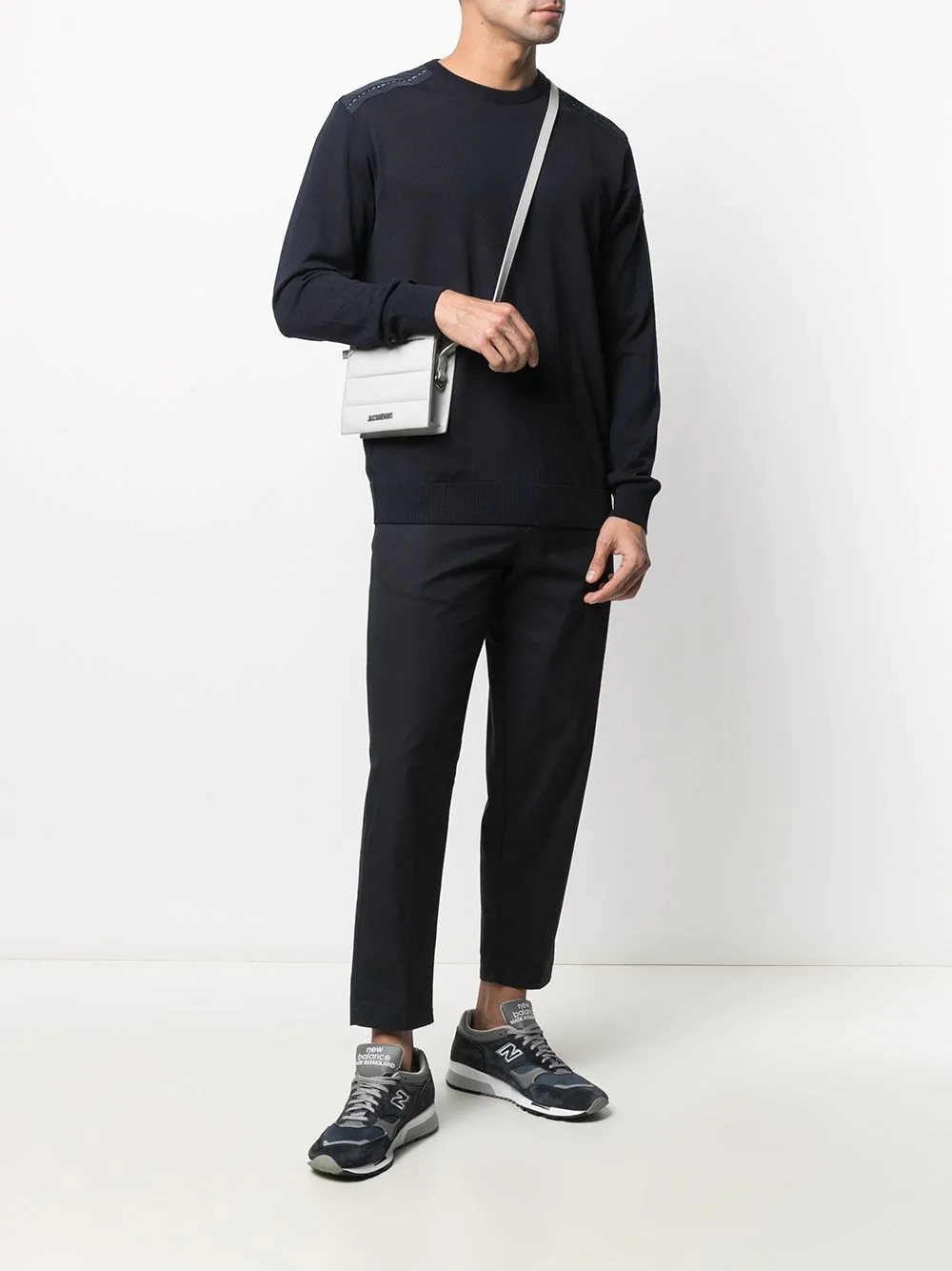 Paul & Shark Maglia Con Scollo A V In Lana Merino Con Badge Iconico In Black