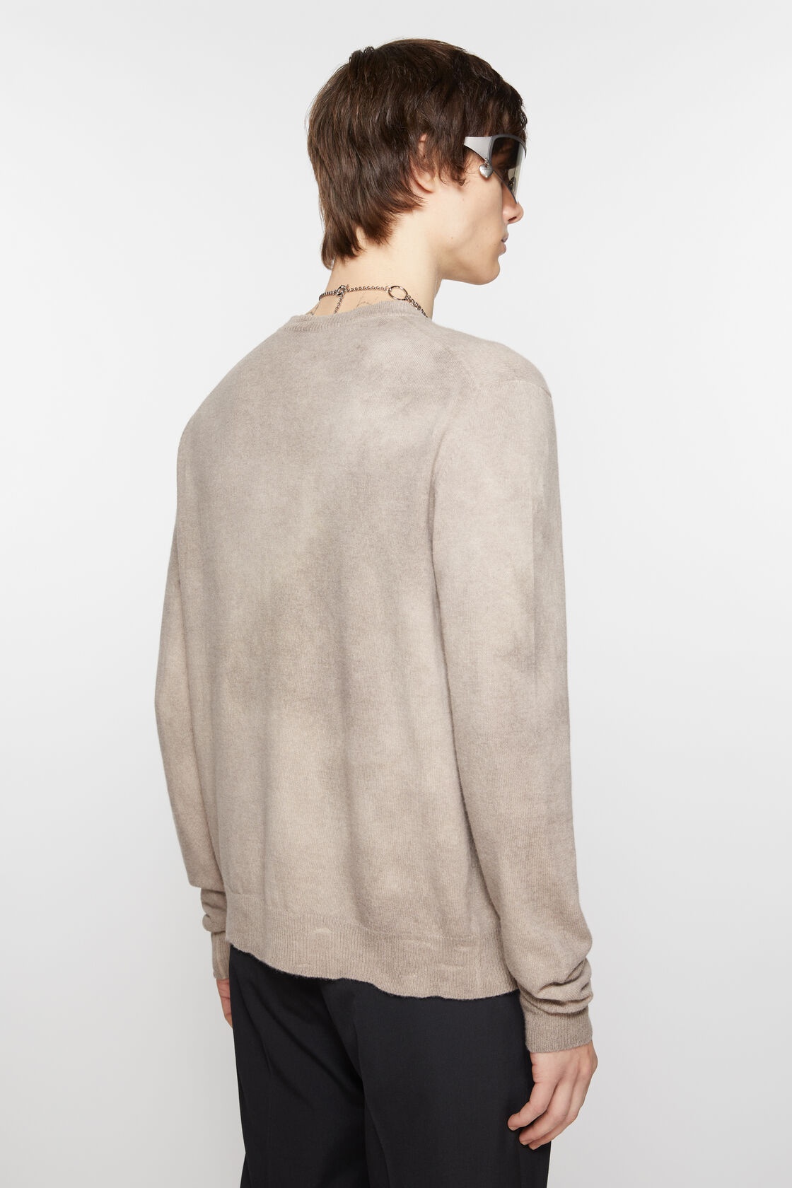 Acne Studios Crew-neck Knitted Cardigan In Nude
