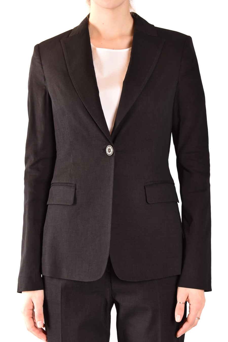 Pinko Farida Silk-blend Tailored Shirt With Notched Lapel In Black