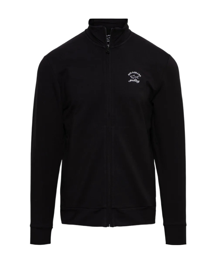 Paul & Shark Logo-print Zip-up Sweatshirt In Black