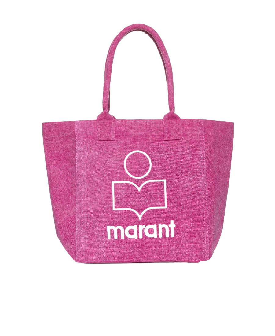 Isabel Marant Women Small Yenky Bag In Faded-effect Cotton With Logo In Multi