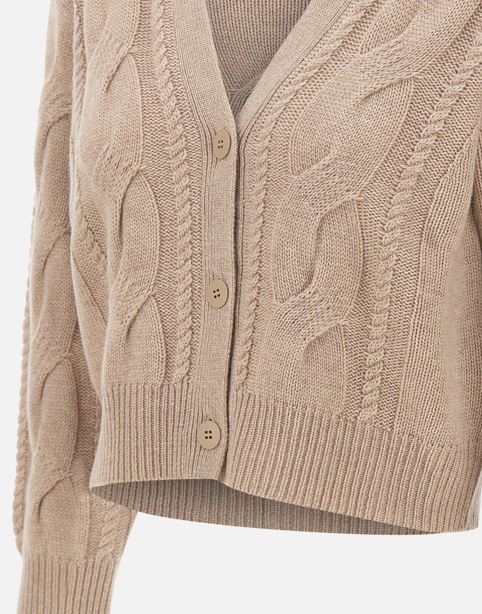Max Mara Aladino Cable-knit Buttoned Cardigan In Brown
