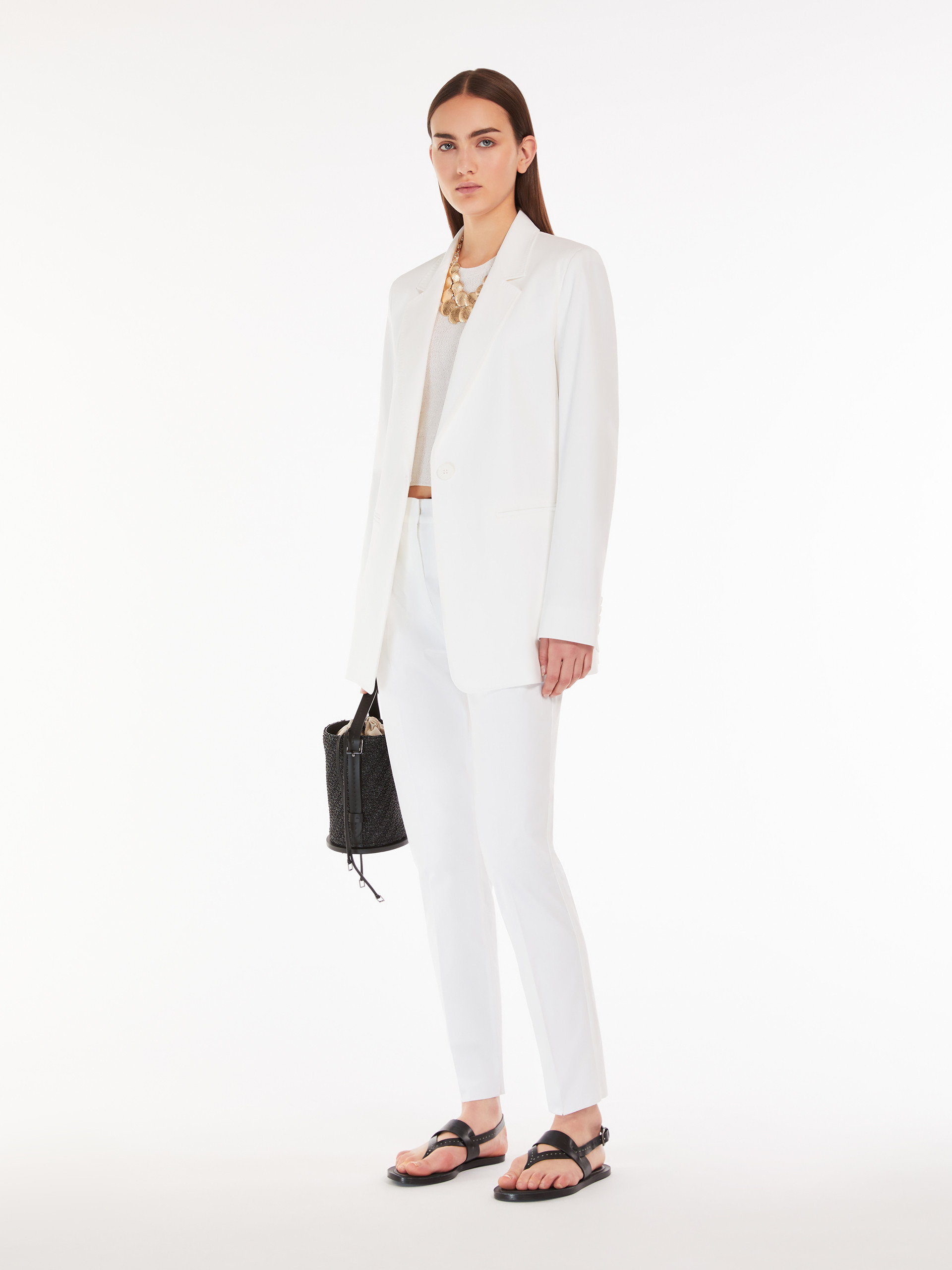Max Mara Single-breasted Casual Jacket In White