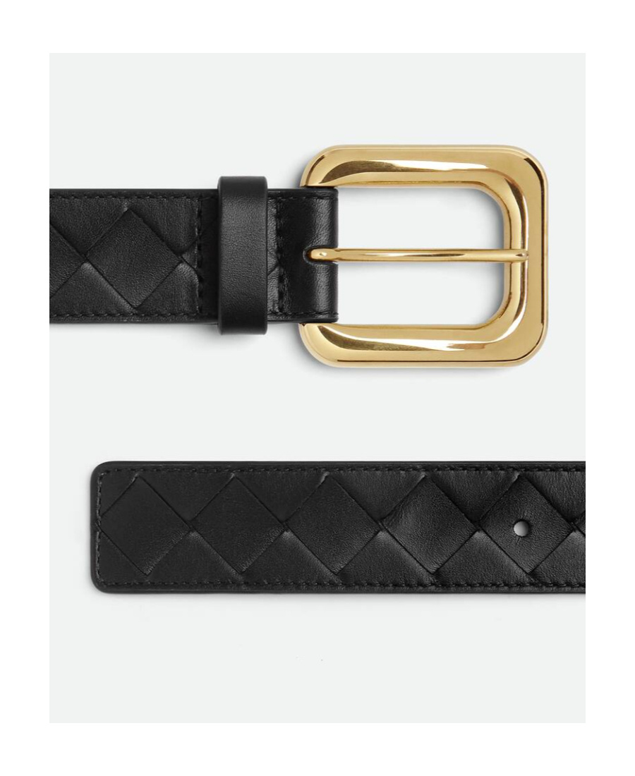Bottega Veneta Intrecciato Leather Belt In Black