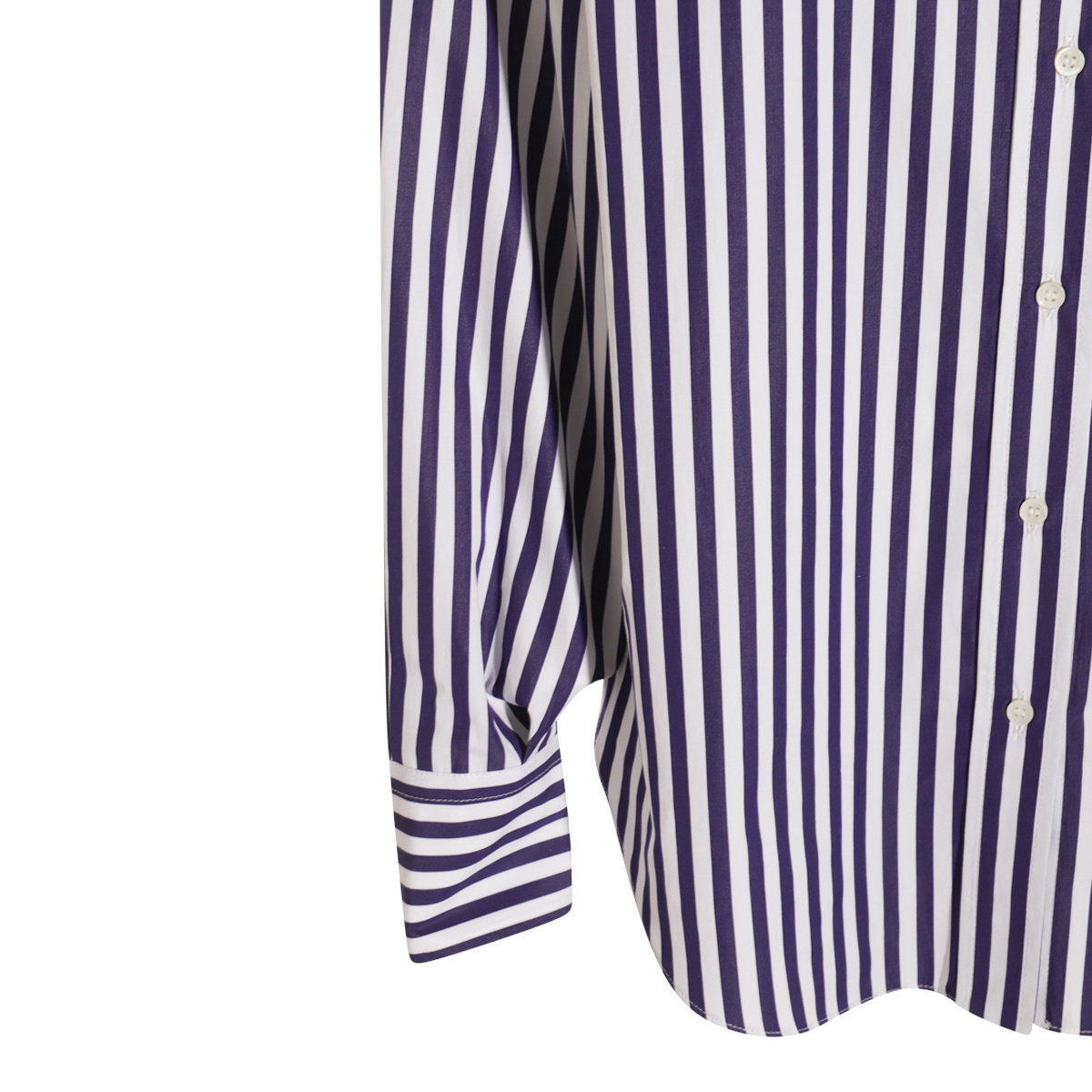 Brunello Cucinelli Striped Long Sleeve Top With Chest Pocket In Blue