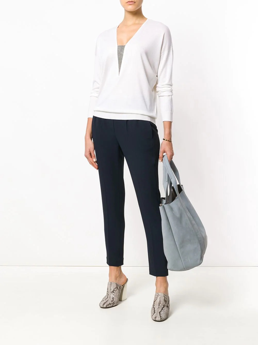 Brunello Cucinelli Tapered Cropped Trousers In Black