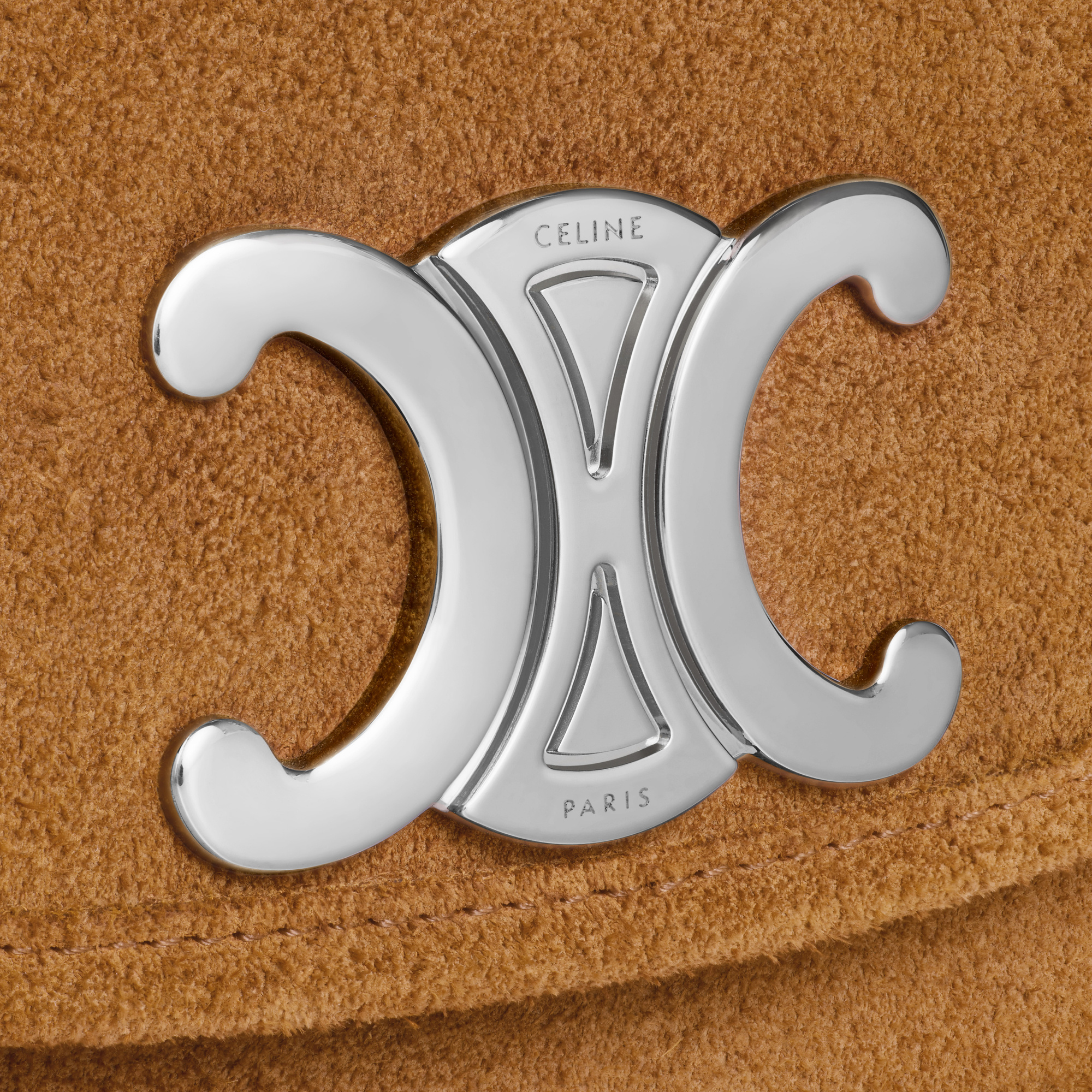 Celine Medium Logo Shoulder Bag In Brown