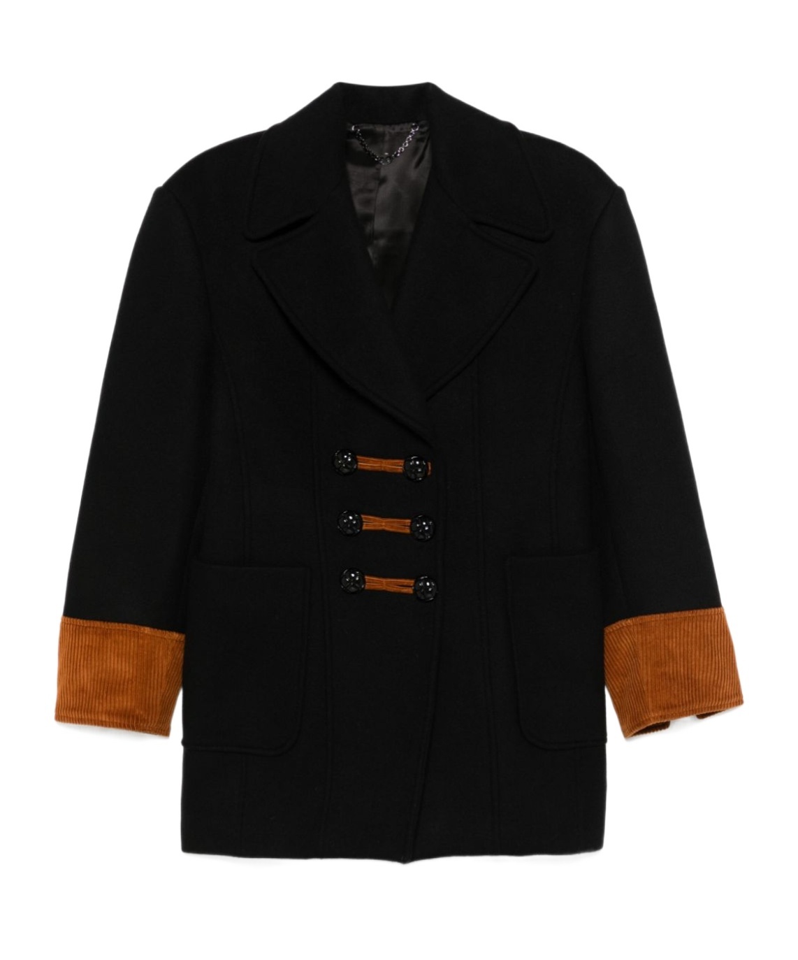 Rabanne Double-breasted Coat In Black