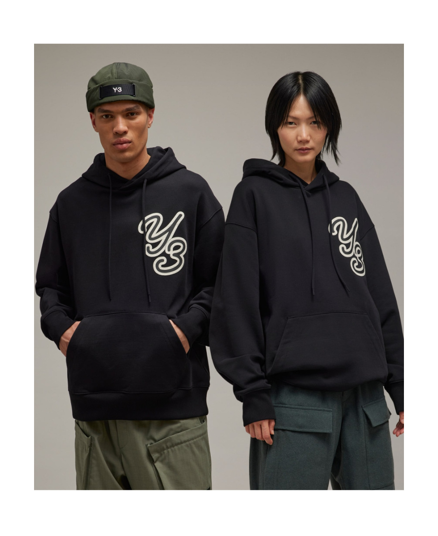 Y-3 Adidas Y 3 Black Logoed Hoodie In Black