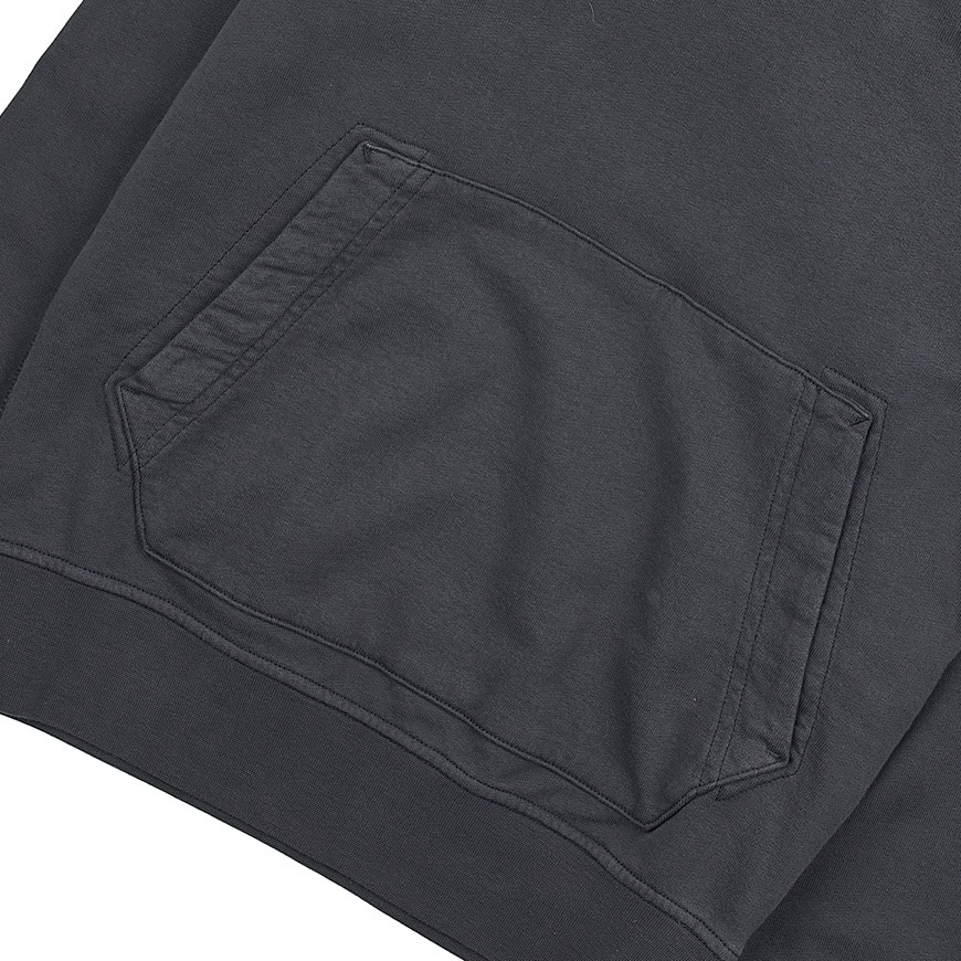 Stone Island Logo Hooded Sweater In Charcoal-grey