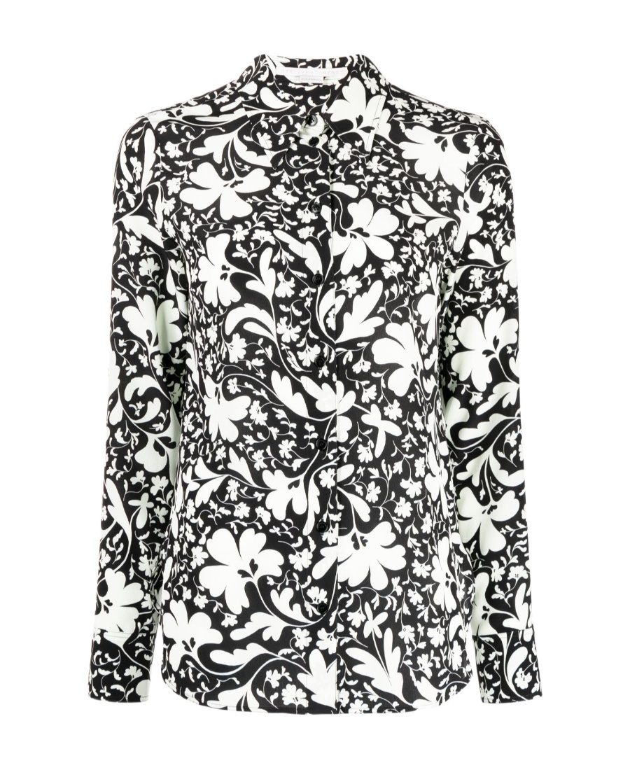 Stella Mccartney Floral-print Silk Shirt In White