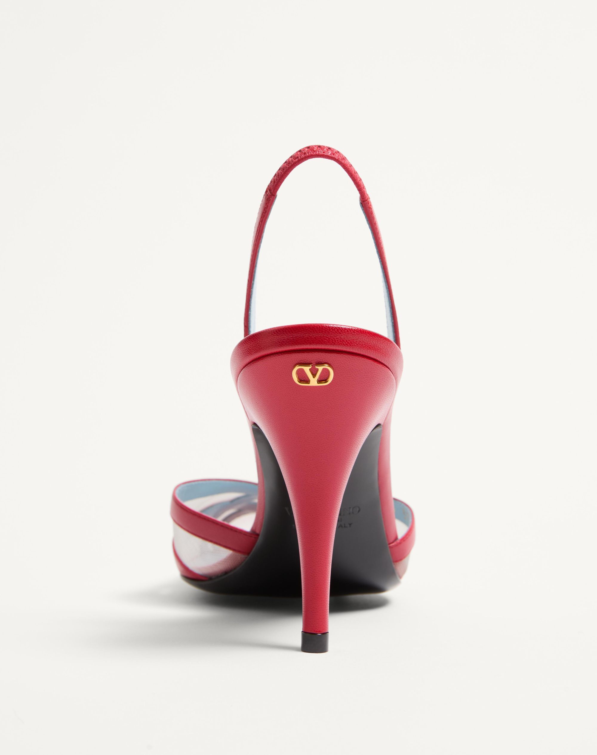 Shop Valentino Impudance Slingback Pumps In Kidskin And Mesh 90mm In Red