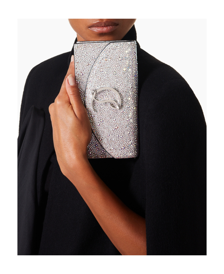 Christian Louboutin Loubi54 Small Glitter Chain Shoulder Bag In Gray