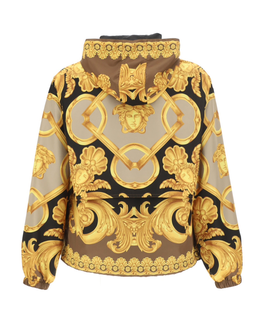 Versace Zip-up Printed Jacket In Brown