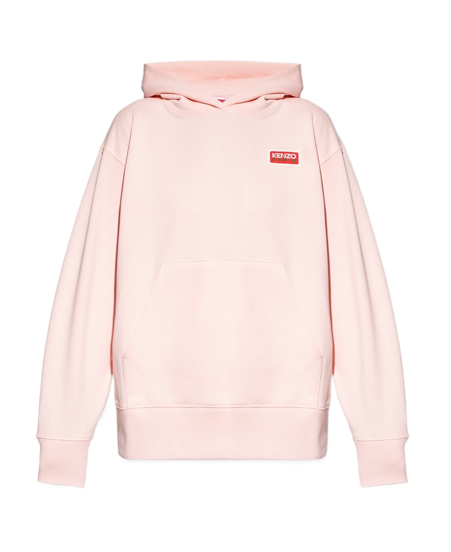 Kenzo Logo-embroidered Cotton Hoodie In Pink