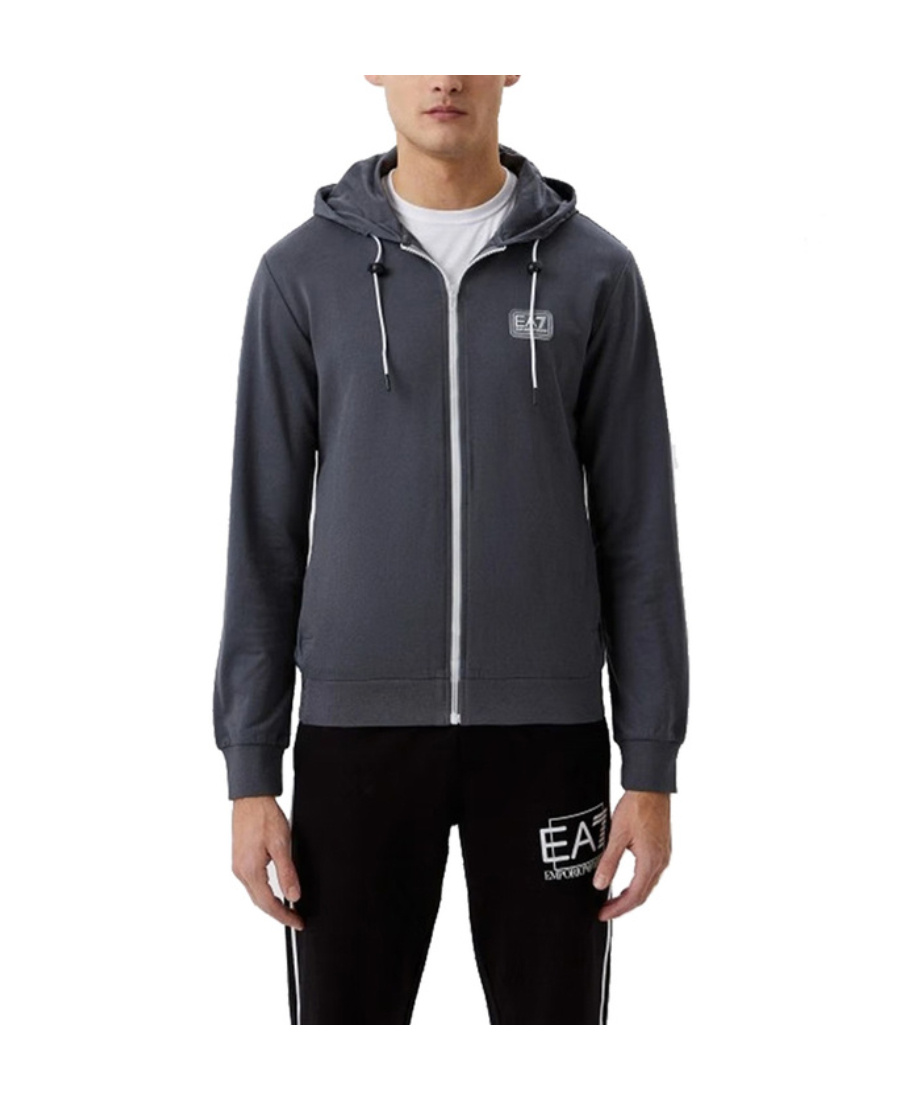 Ea7 Hooded Zipper Sweater In Black