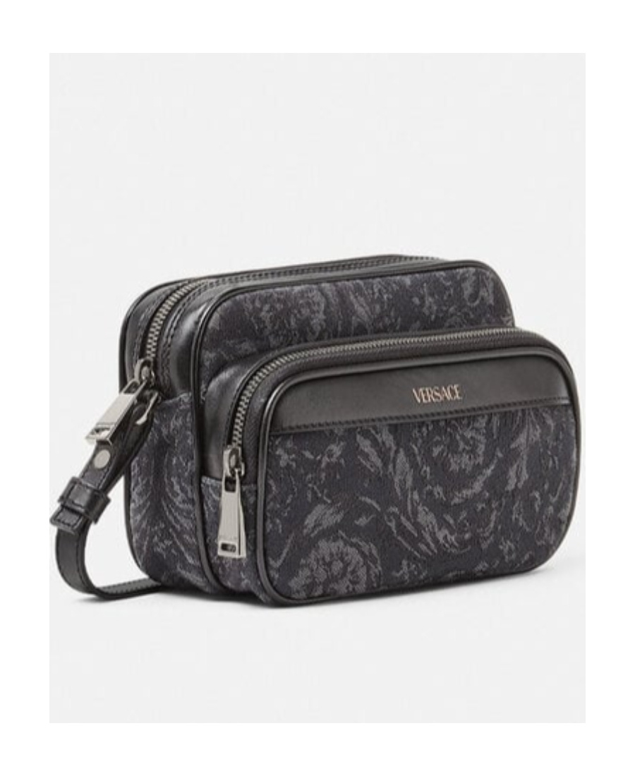 Versace Barocco Athena Messenger Bag In Black