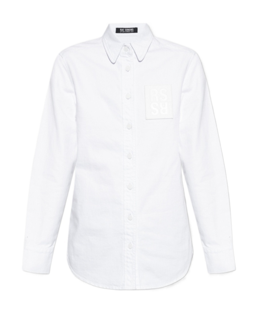 Raf Simons Logo-patch Long-sleeve Shirt In White
