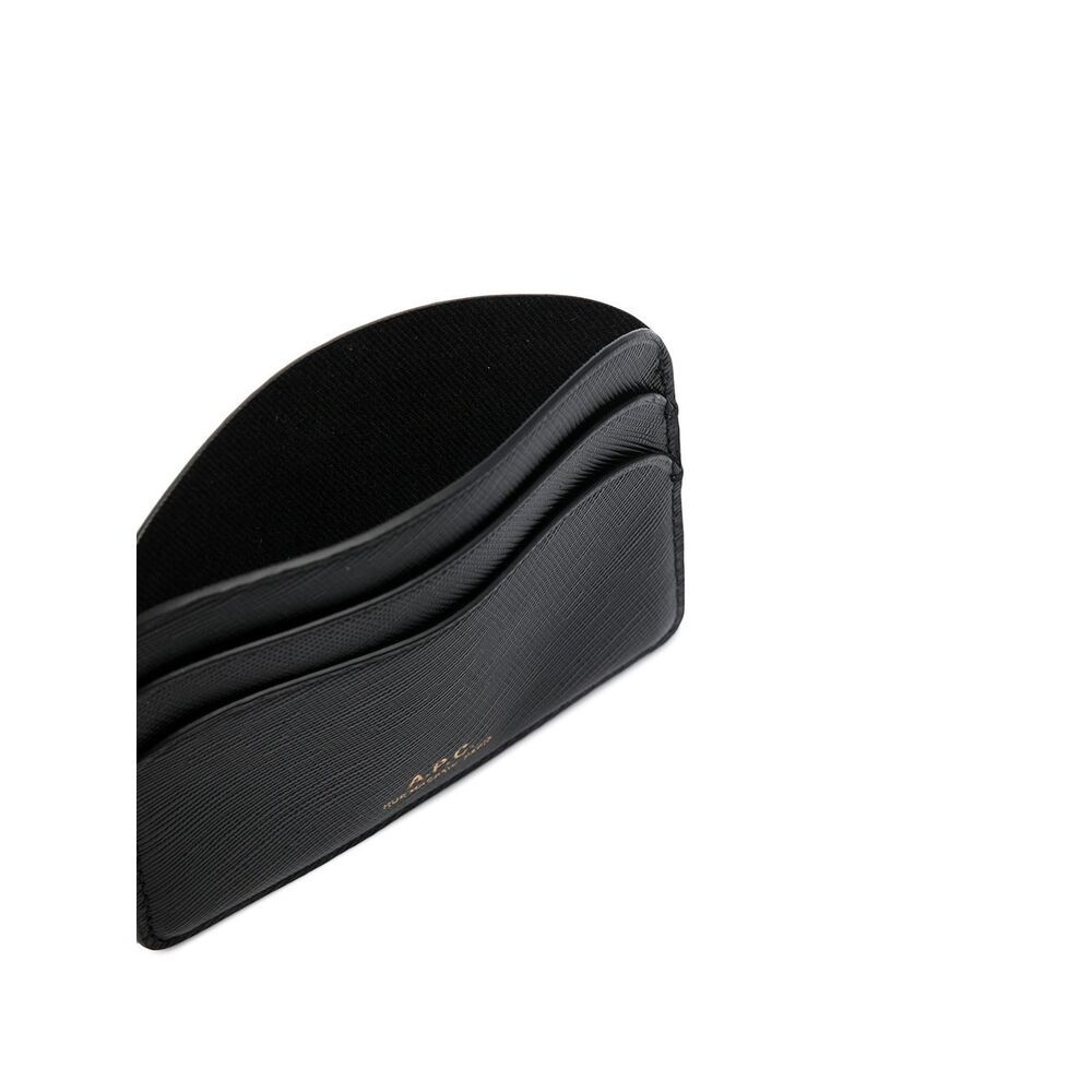 Apc Demi-lune Leather Cardholder In Black