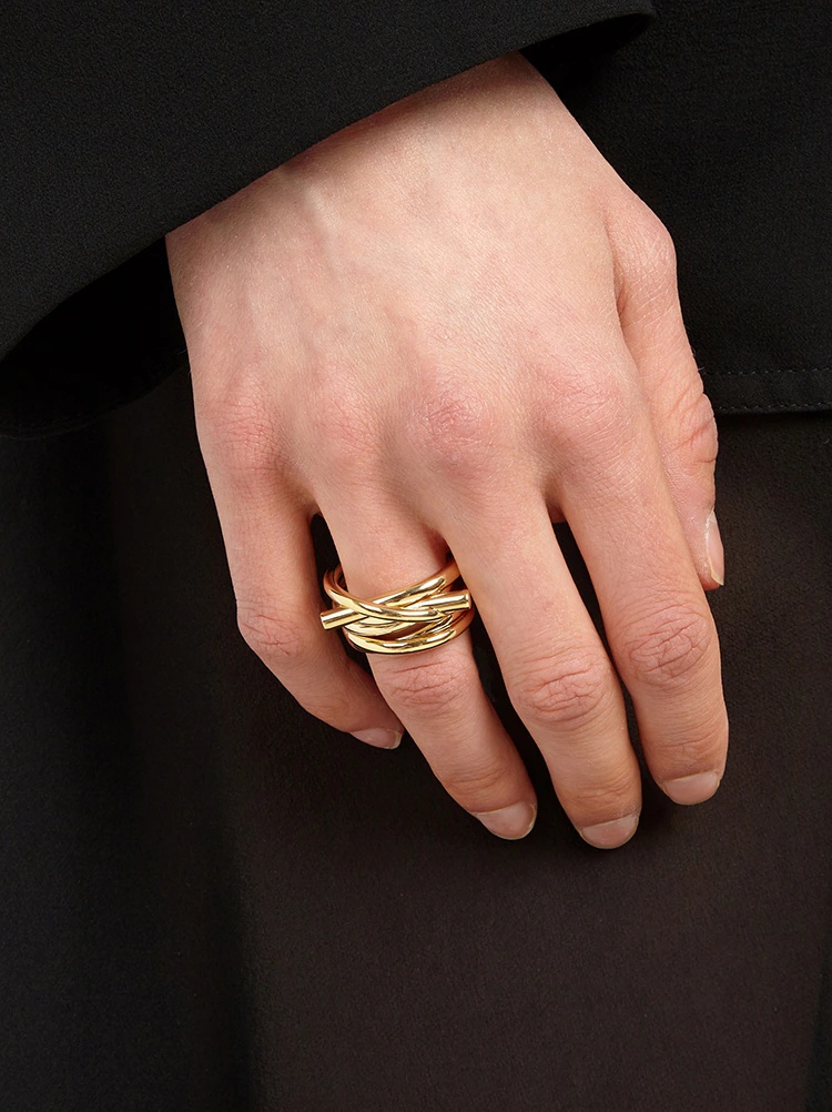 Ferragamo Layered Effect Ring In Gold