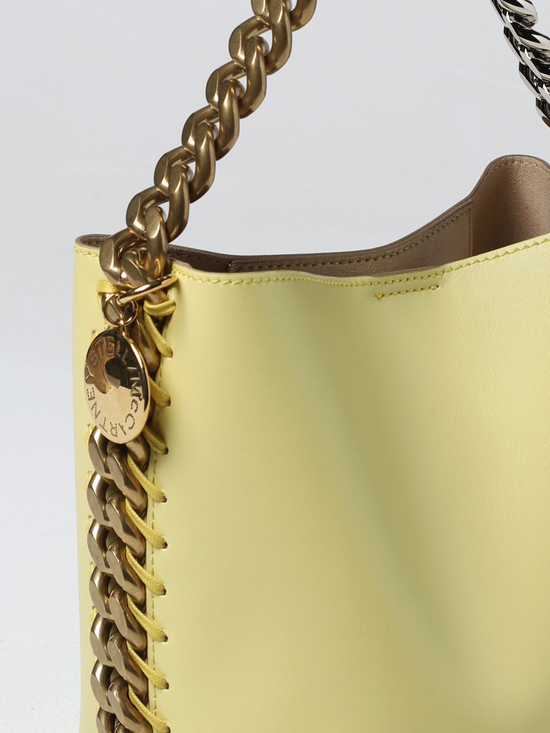 Stella Mccartney Chain-detail Bucket Bag In Yellow