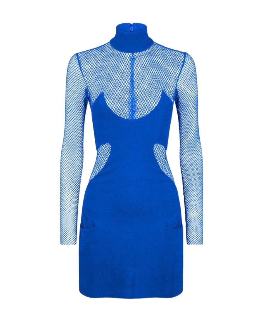 Tom Ford Crepe Mesh-panelling Mini Dress In Blue