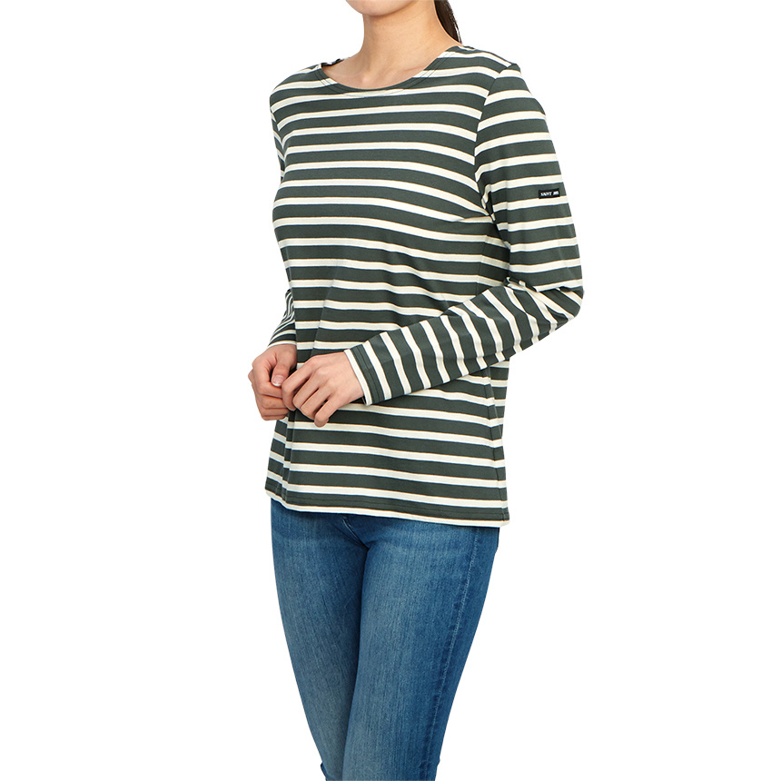 Saint James Striped Logo T-shirt In Black
