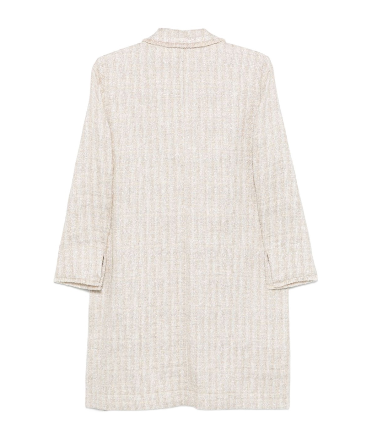 Seventy Textured Long Coat With Notched Collar In White