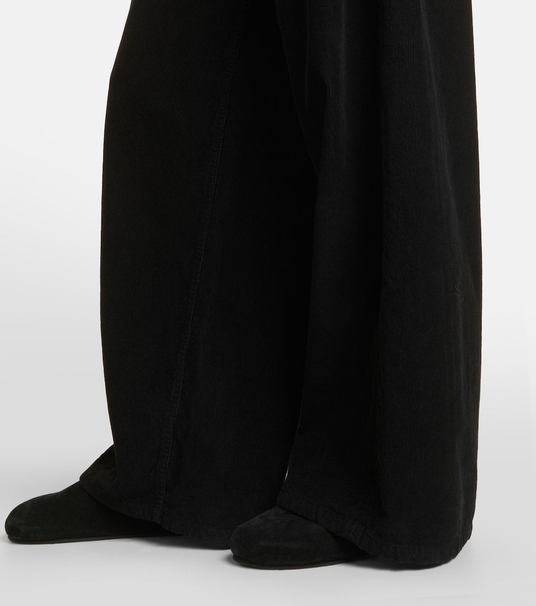 The Row Chan Cotton Corduroy Wide-leg Pants In Black