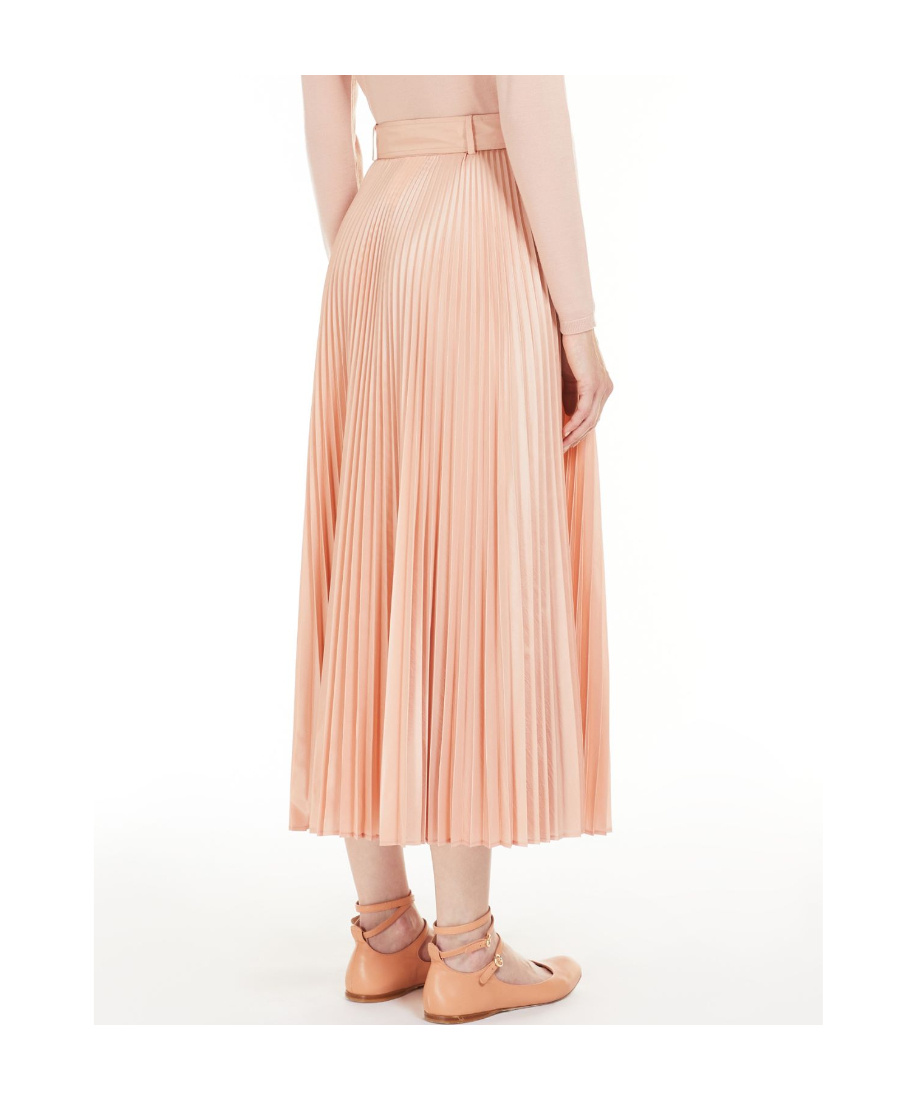 Max Mara A-line Pleated Midi Skirt In Nude