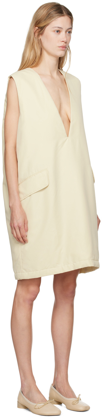 Mm6 Maison Margiela Wool Sleeveless Longline Vest With Shawl Collar In Nude