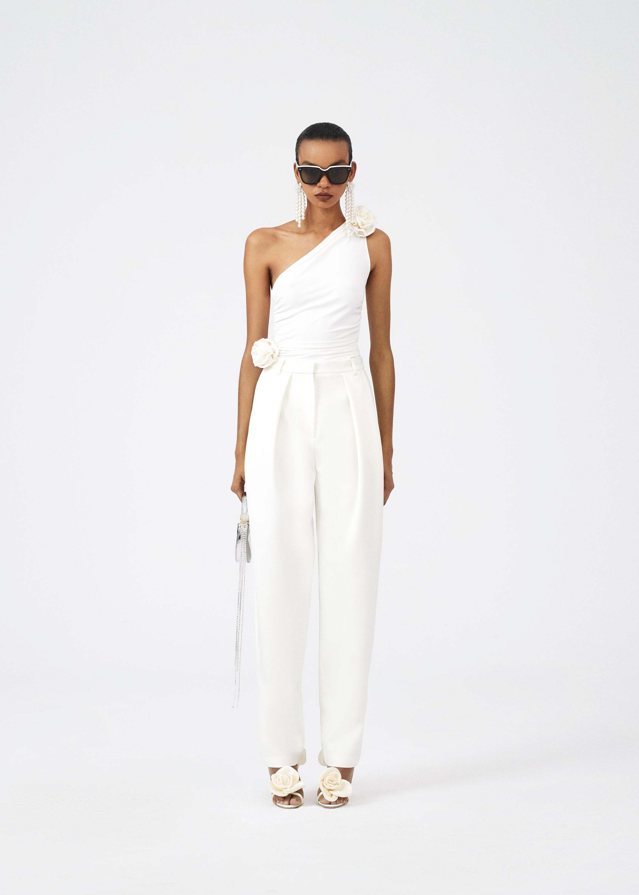 Magda Butrym One-shoulder Jersey Top In White