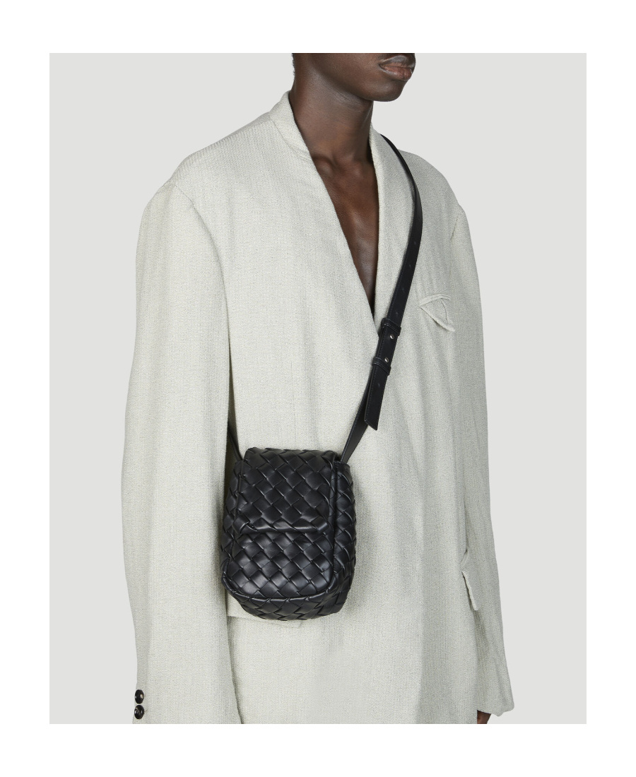 Bottega Veneta Mini Vertical Cobble Crossbody Bag In Black