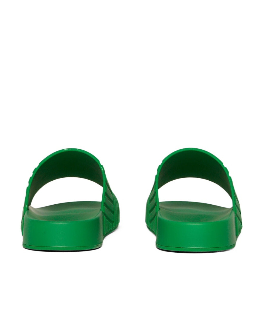 Bottega Veneta Intrecciato Logo-embossed Slides In Green